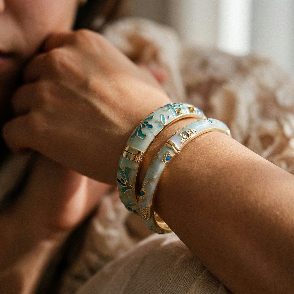 Whispers of Bloom Enameled Bracelet - Lifestyle 1