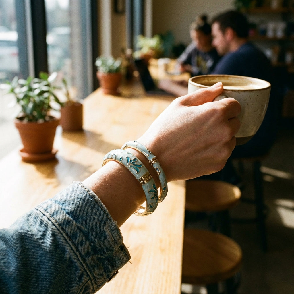 Whispers of Bloom Enameled Bracelet - Lifestyle 2