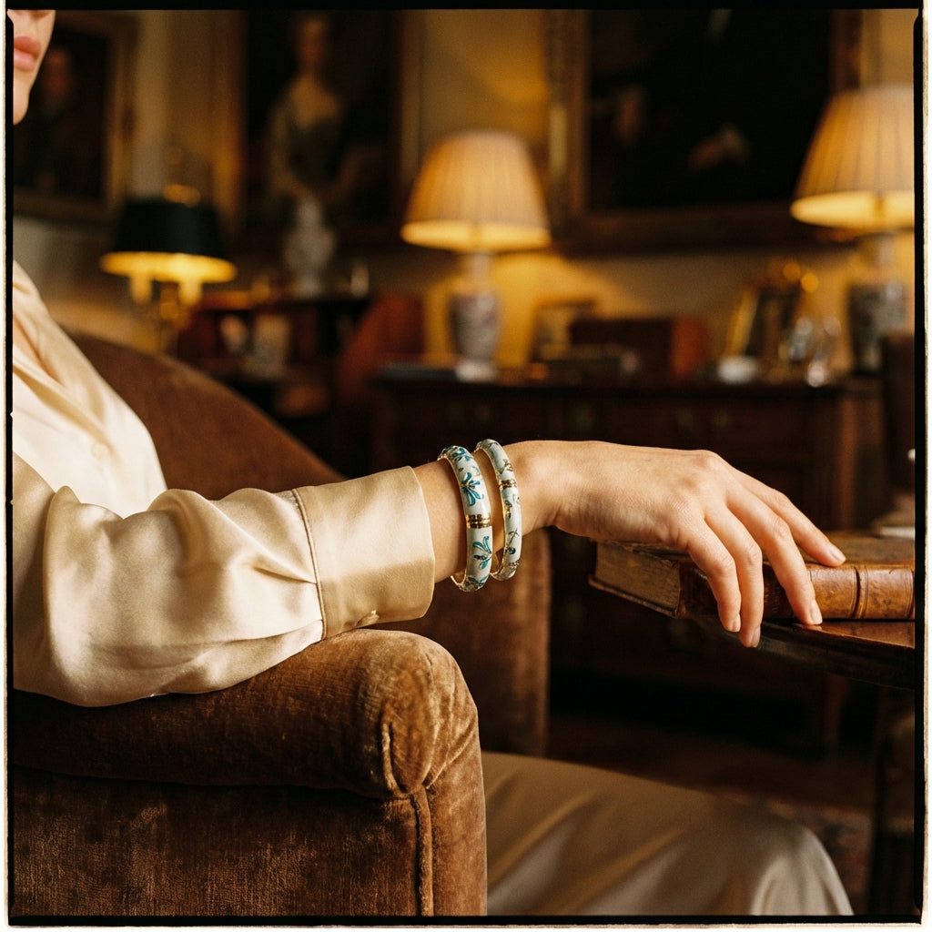 Whispers of Bloom Enameled Bracelet - Lifestyle 3