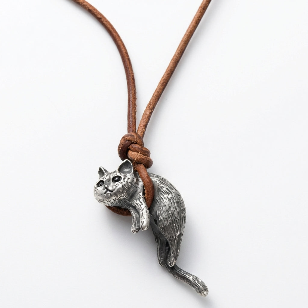 Whispering Feline Bond Pendant Necklace