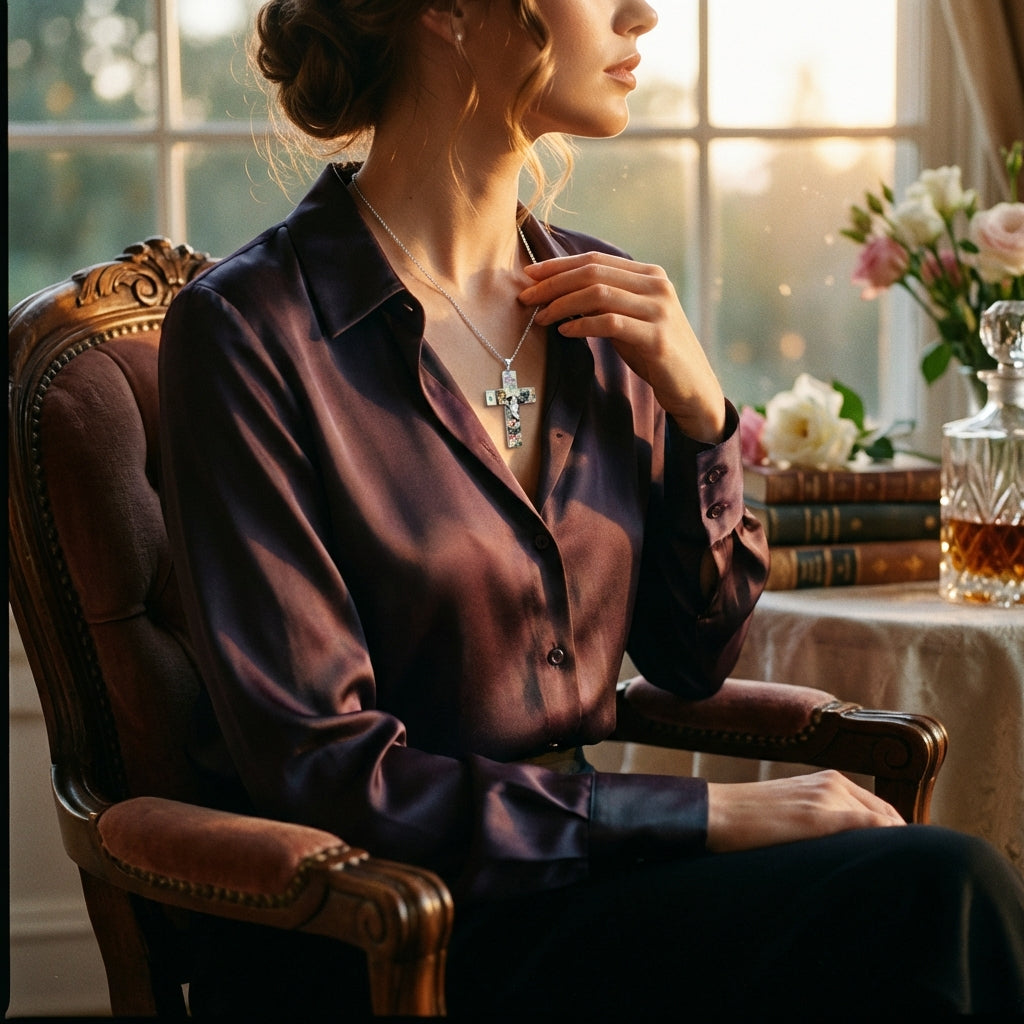 Three Cats Cross Pendant Necklace - Lifestyle 3