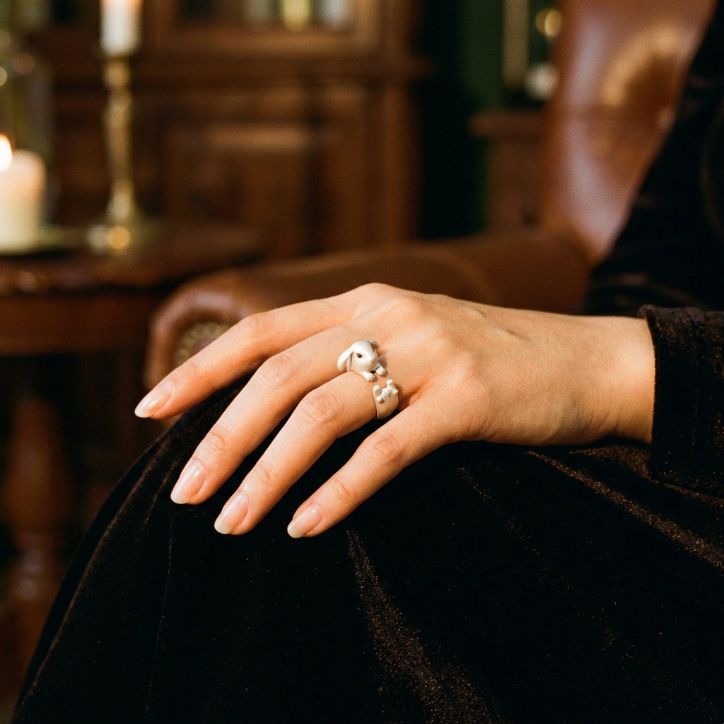 Vintage Cut Rabbit Ring - Lifestyle 3