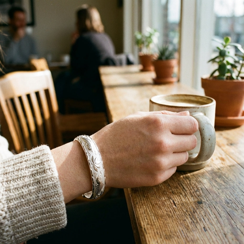 Luxury 925 Sterling Silver Pisces Play Lotus Bracelet - Lifestyle 2