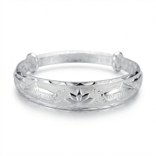 Luxury 925 Sterling Silver Pisces Play Lotus Bracelet