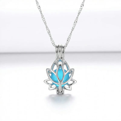 Luminescent Lotus Moonlight Necklace - light blue
