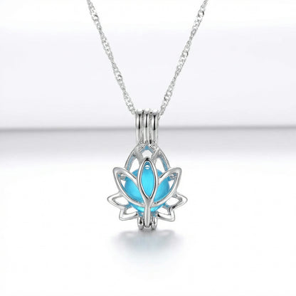 Luminescent Lotus Moonlight Necklace - light blue