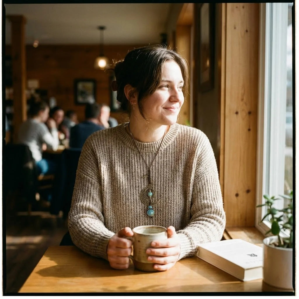 Moon and Star Handmade Necklace - Lifestyle 2