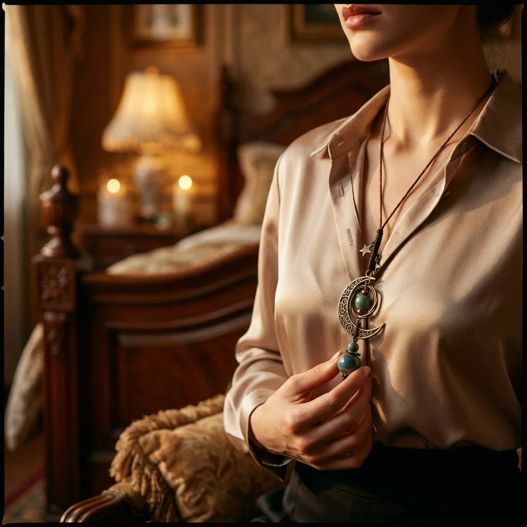 Moon and Star Handmade Necklace - Lifestyle 3