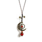Moon and Star Handmade Necklace - C-Floral Red