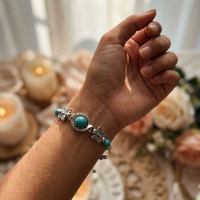 Ethnic Style Bohemian Natural Turquoise Butterfly Bracelet - Lifestyle 1