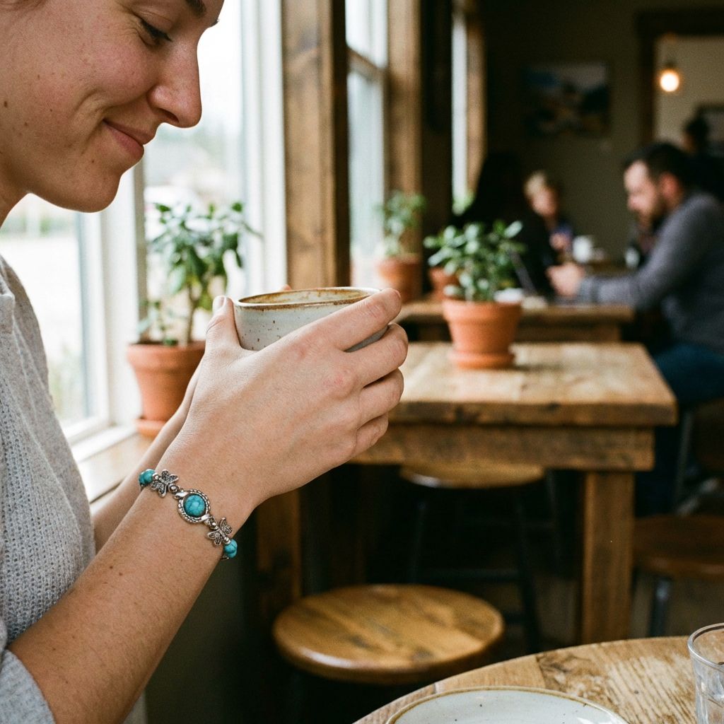 Ethnic Style Bohemian Natural Turquoise Butterfly Bracelet - Lifestyle 2
