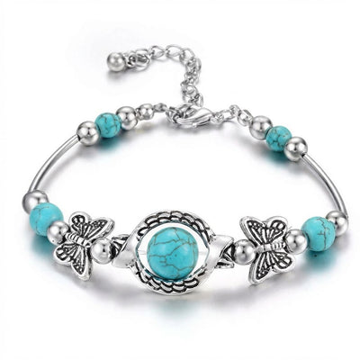 Ethnic Style Bohemian Natural Turquoise Butterfly Bracelet