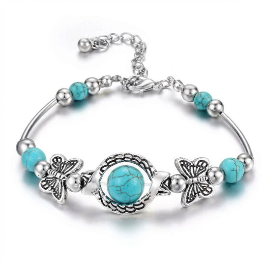 Ethnic Style Bohemian Natural Turquoise Butterfly Bracelet