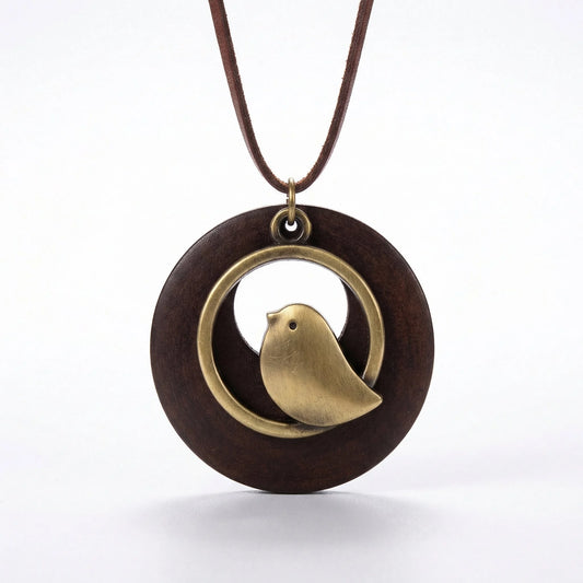 Echoes of Elegance Bohemia Bird Necklace - coffee