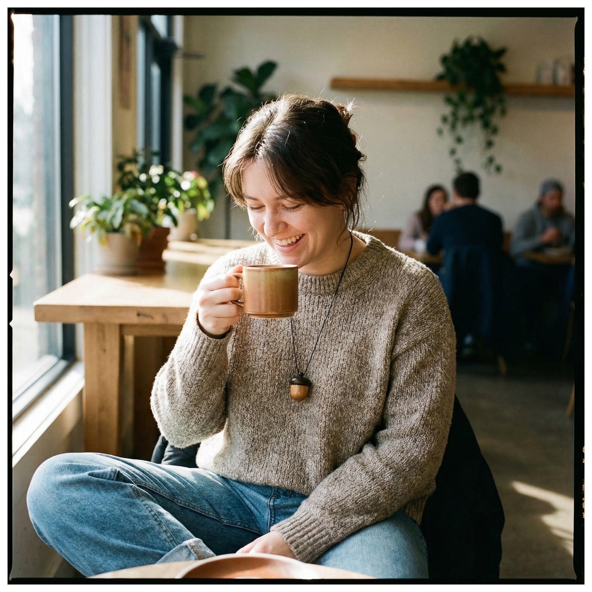 Wood Acorn Necklace - Lifestyle 2