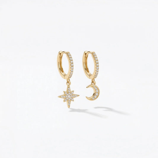Ocean Moonlight Earrings - Gold color