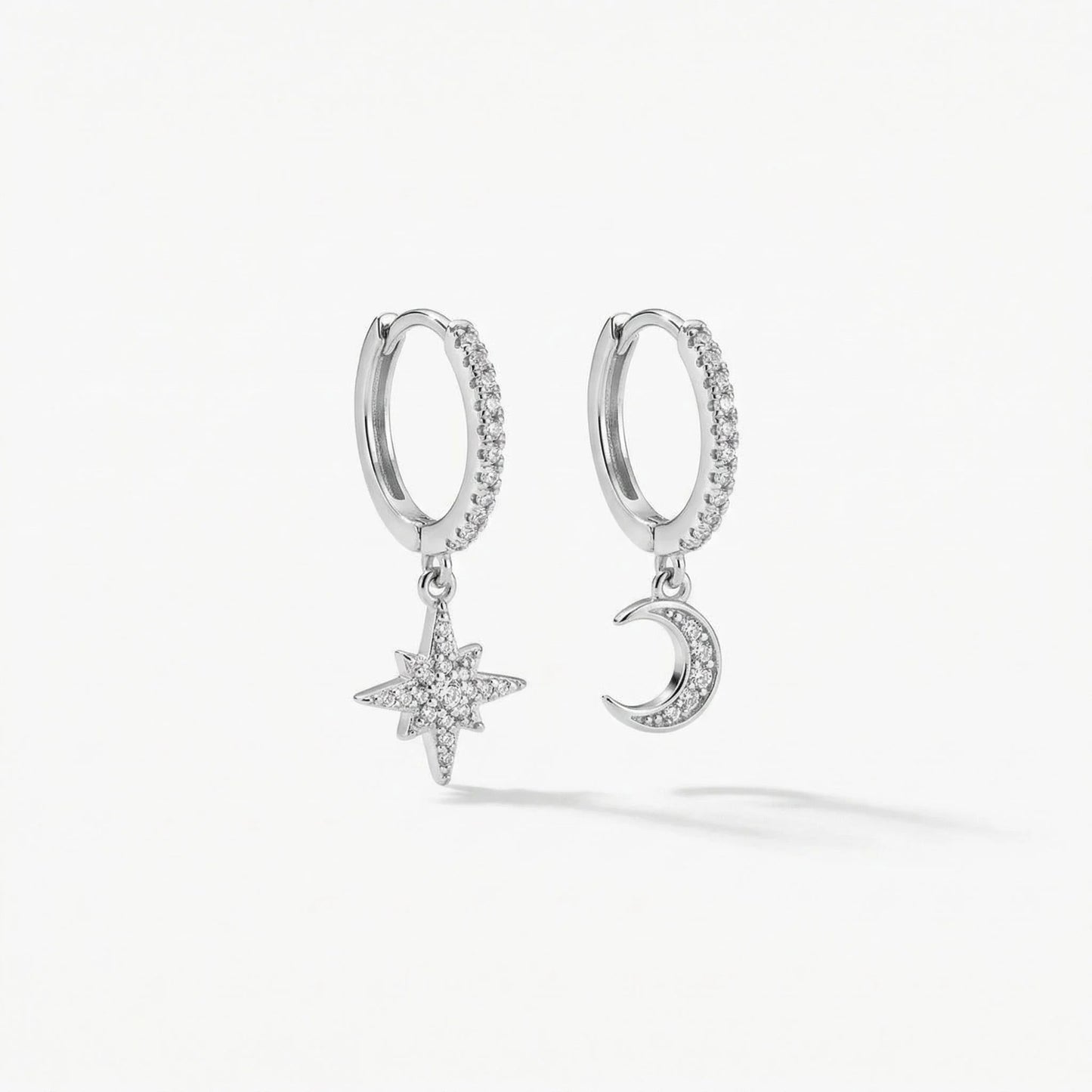 Ocean Moonlight Earrings - Silver color