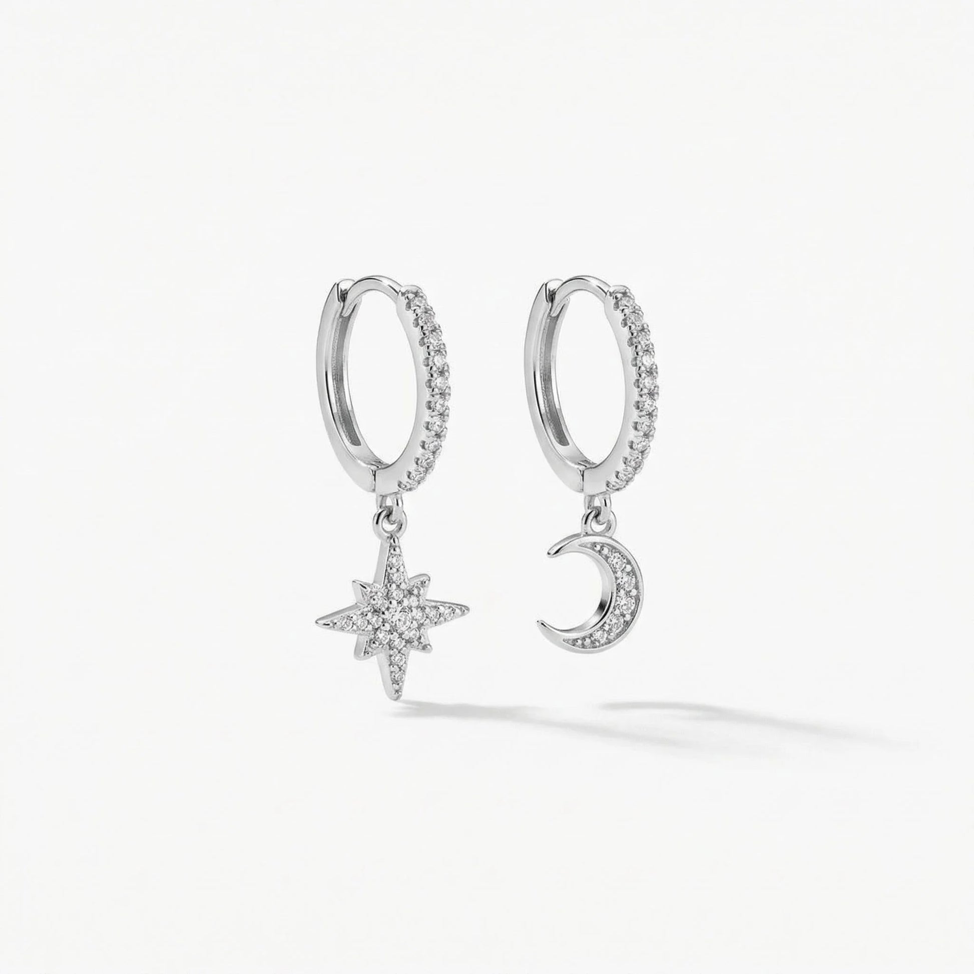 Ocean Moonlight Earrings - Silver color