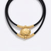Vintage Oval Metal Faux Leather Necklace - AYAGold Color