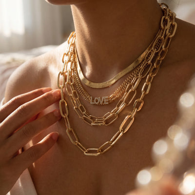 Vintage New Gold Color Multi-Layer Crystal Pendant Necklace - Lifestyle 1