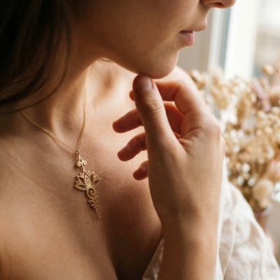 Serenity's Path Lotus Unalome Necklace - Lifestyle 1