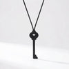 Unlock Key Pendant Necklace - Black