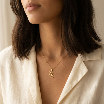 Linked Initials Necklace - personalized couple necklace set