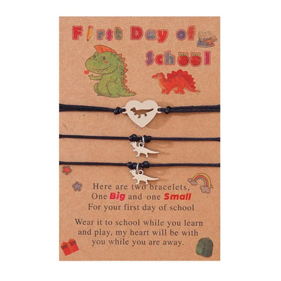 3 Pcs Back To School Heart Dinosaur Bracelet Set - Sphere Standouts