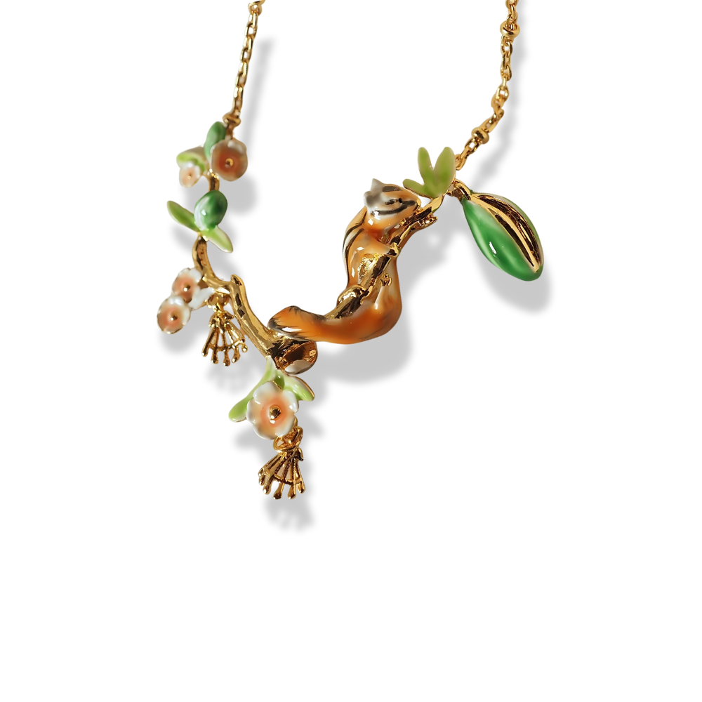 Squirrel & Blossom Necklace