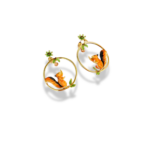 Enchanted Squirrel Hoop Earrings