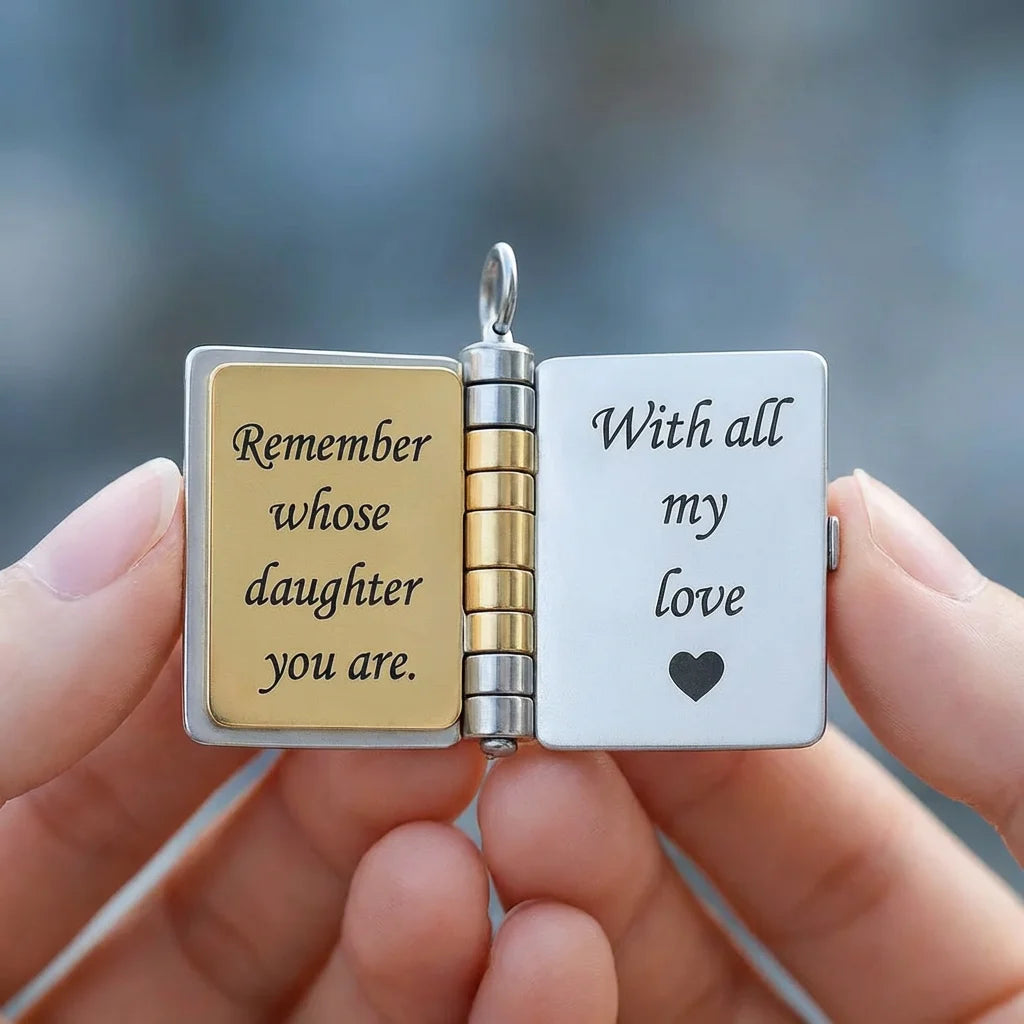 Guiding Star Message Locket Necklace — Daughter — close-up detail view