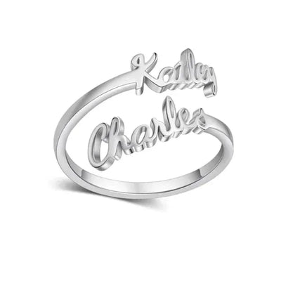 Personalized Name Ring With Universal Fit in Silver — ring for women