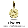 Vintage Sterling Zodiac Pendant in Gold / Pisces — necklace for women