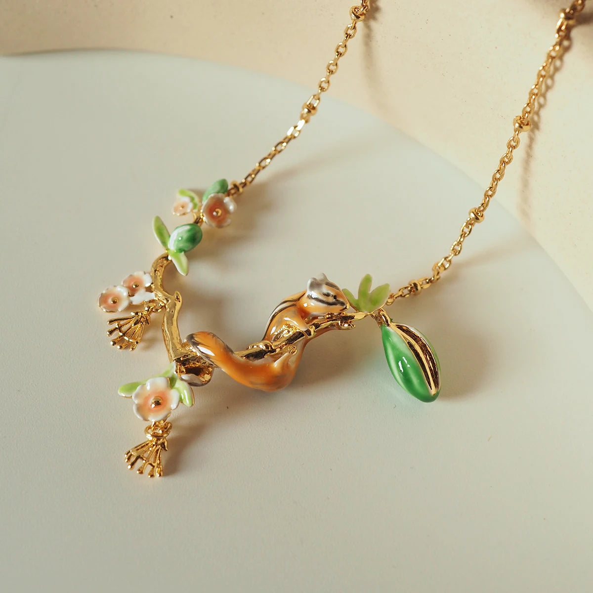 Squirrel & Blossom Necklace