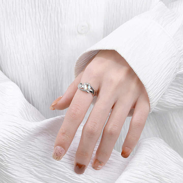Adjustable Natural Moonstone Ring - Sphere Standouts