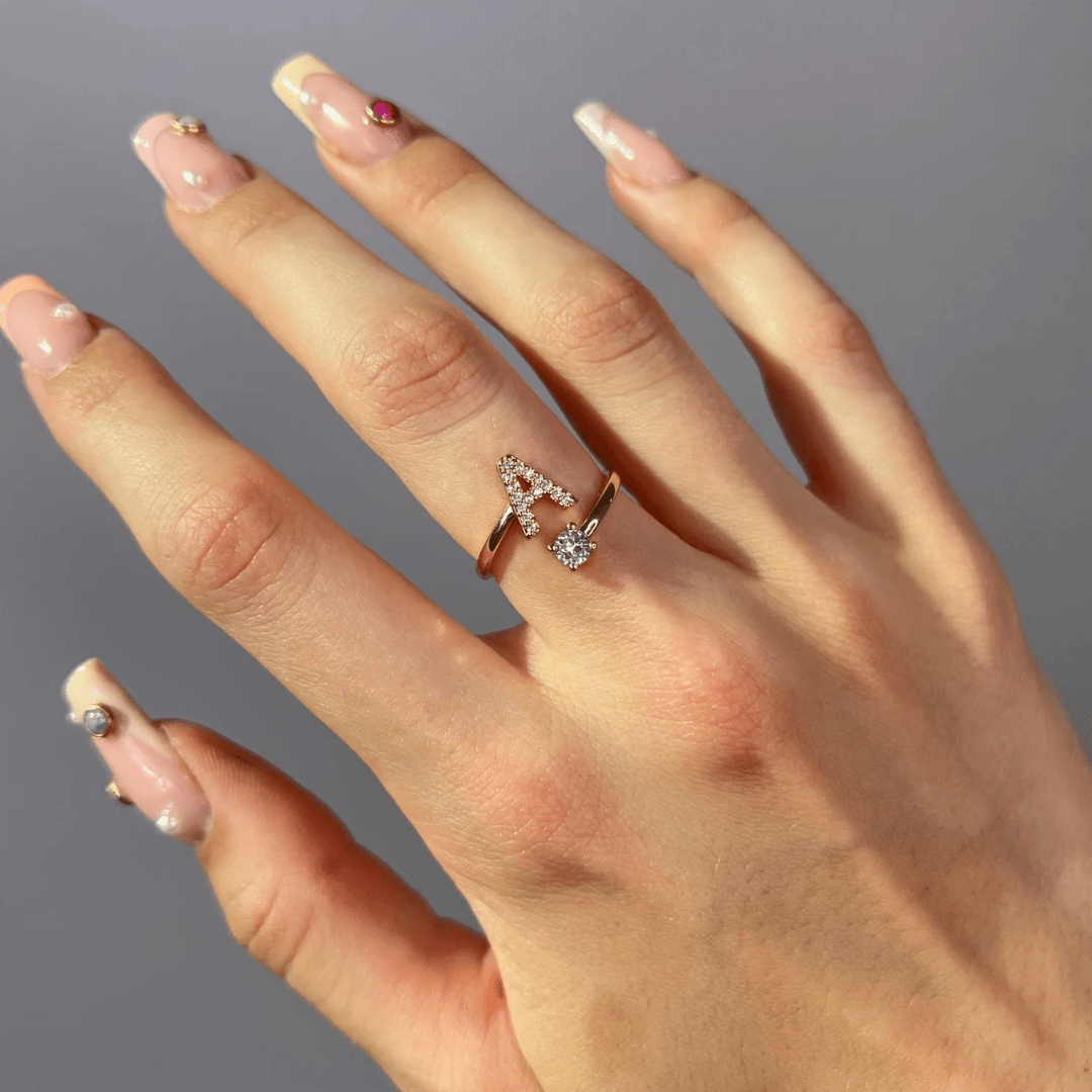 Adjustable Personalized Alphabet Ring - Sphere Standouts