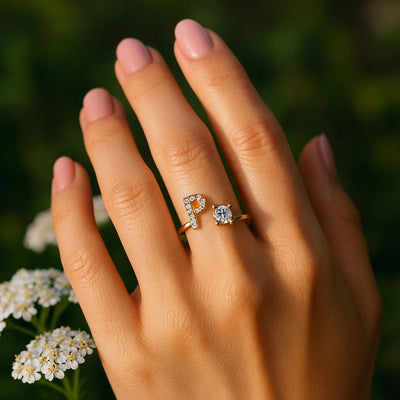 Adjustable Personalized Alphabet Ring - Sphere Standouts