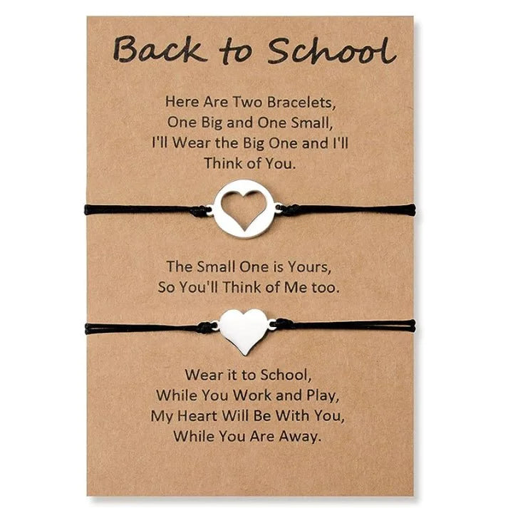 Back To School Mother and Daughter Heart Bracelet Set - Sphere Standouts