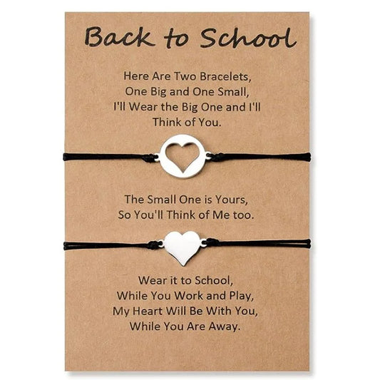 Back To School Mother and Daughter Heart Bracelet Set - Sphere Standouts