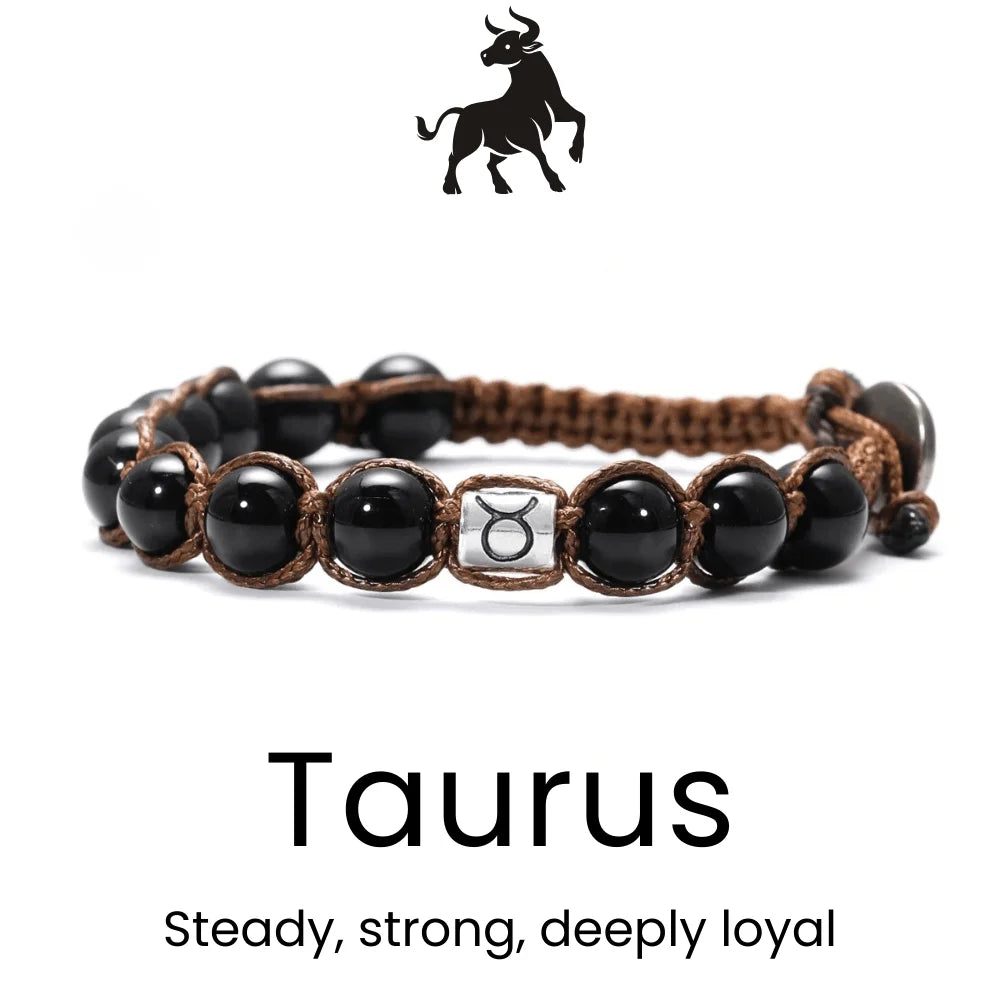Black Braided Zodiac Bracelet - Sphere Standouts