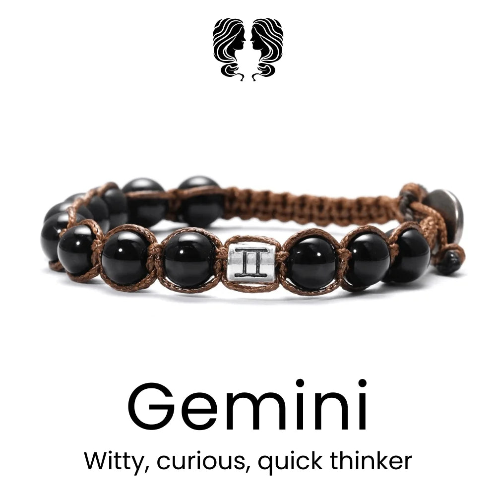 Black Braided Zodiac Bracelet - Sphere Standouts