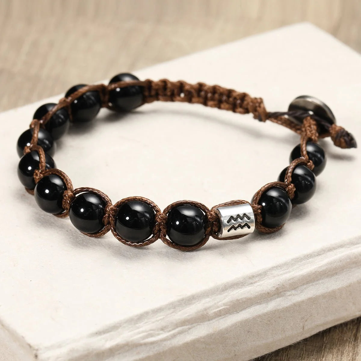 Black Braided Zodiac Bracelet - Sphere Standouts