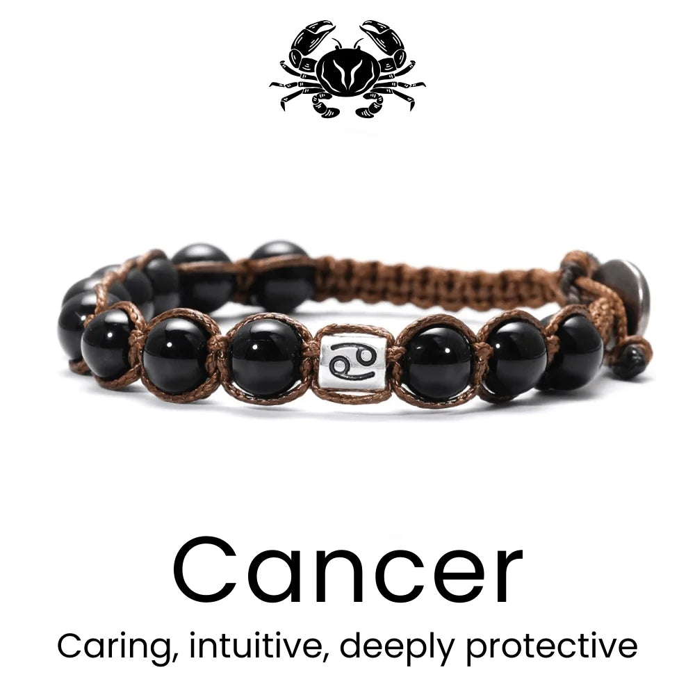 Black Braided Zodiac Bracelet - Sphere Standouts