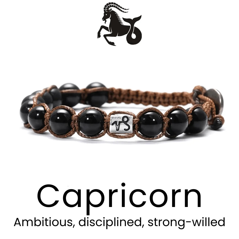 Black Braided Zodiac Bracelet - Sphere Standouts