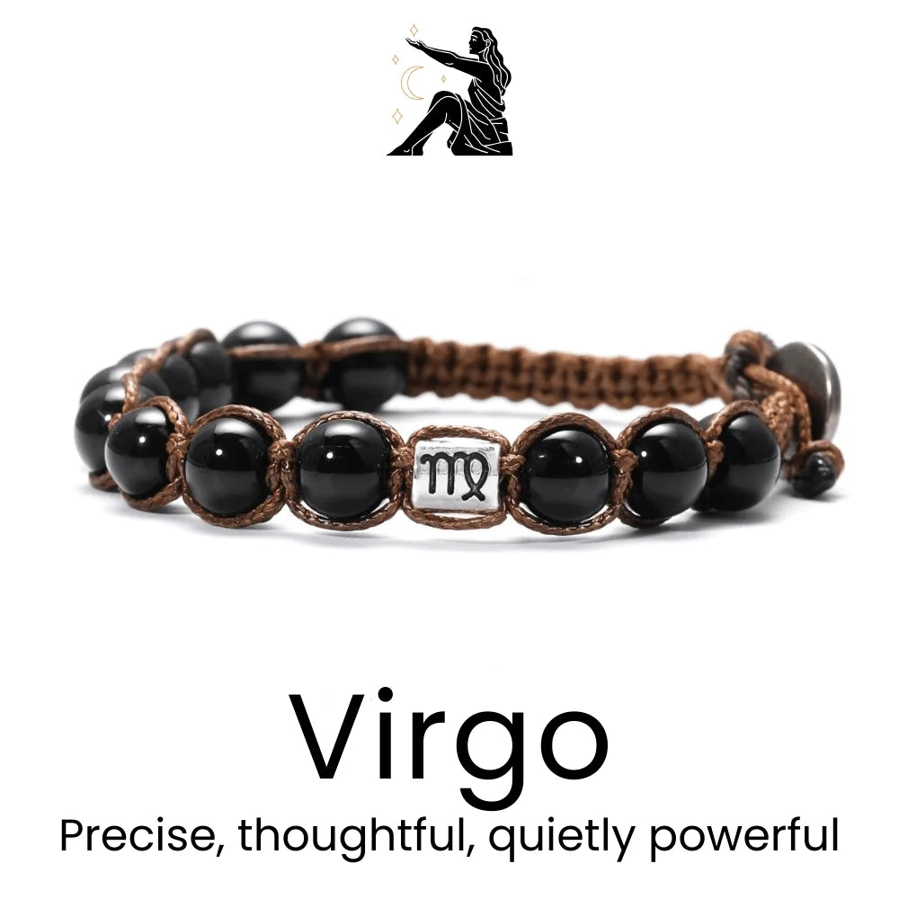 Black Braided Zodiac Bracelet - Sphere Standouts