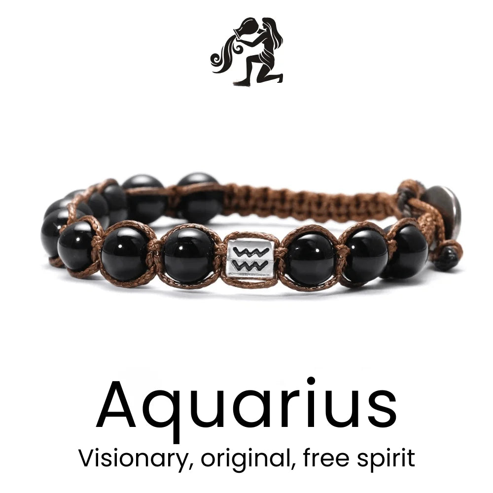 Black Braided Zodiac Bracelet - Sphere Standouts