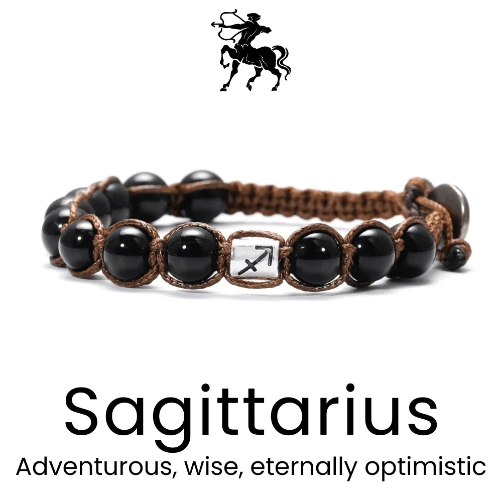 Black Braided Zodiac Bracelet - Sphere Standouts