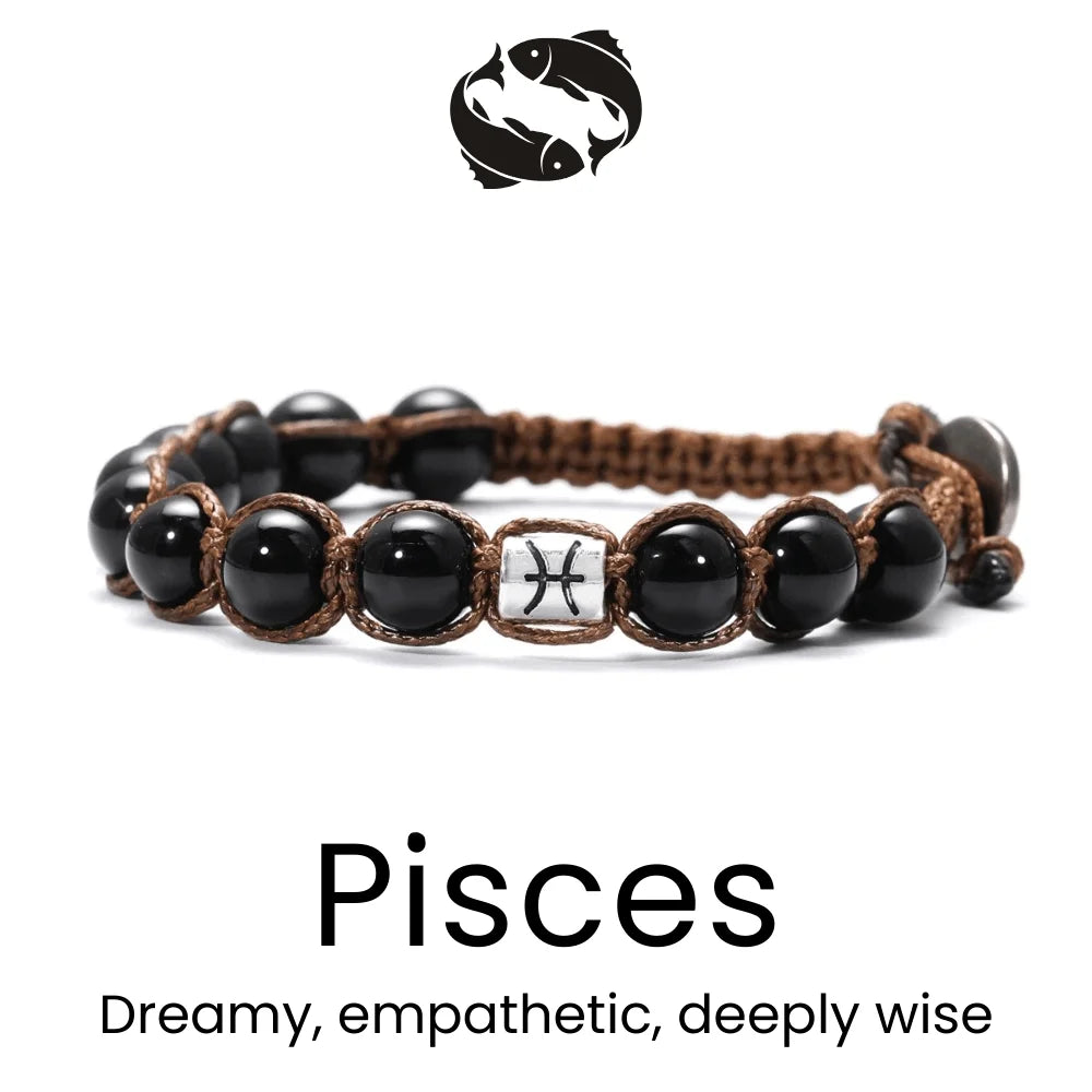 Black Braided Zodiac Bracelet - Sphere Standouts