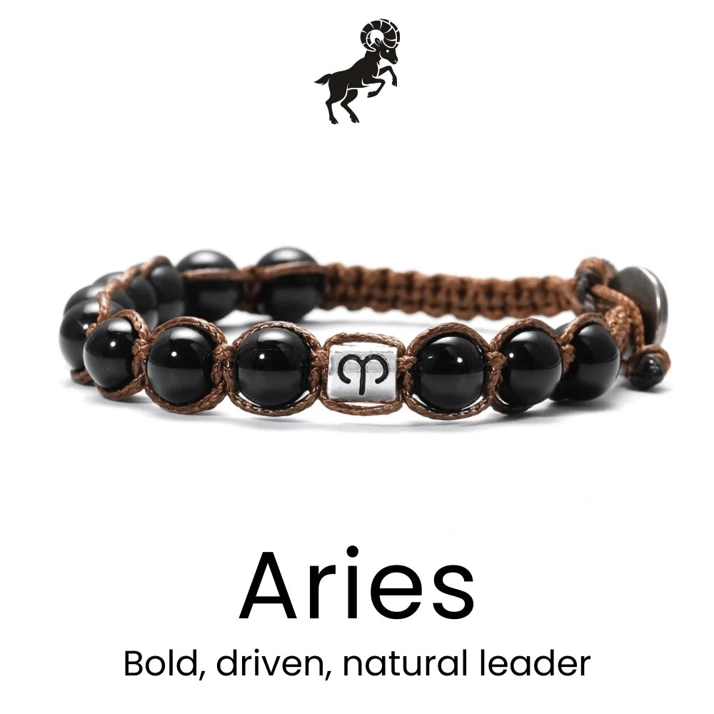 Black Braided Zodiac Bracelet - Sphere Standouts