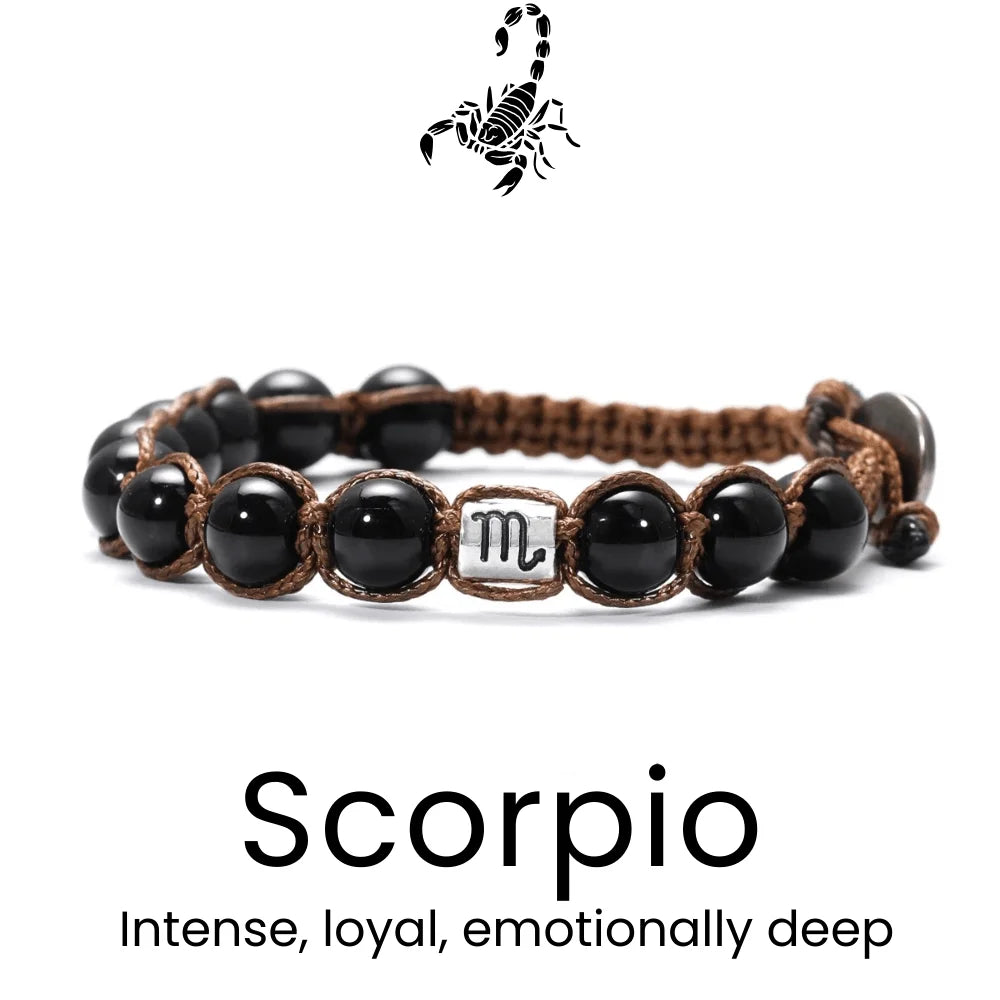 Black Braided Zodiac Bracelet - Sphere Standouts